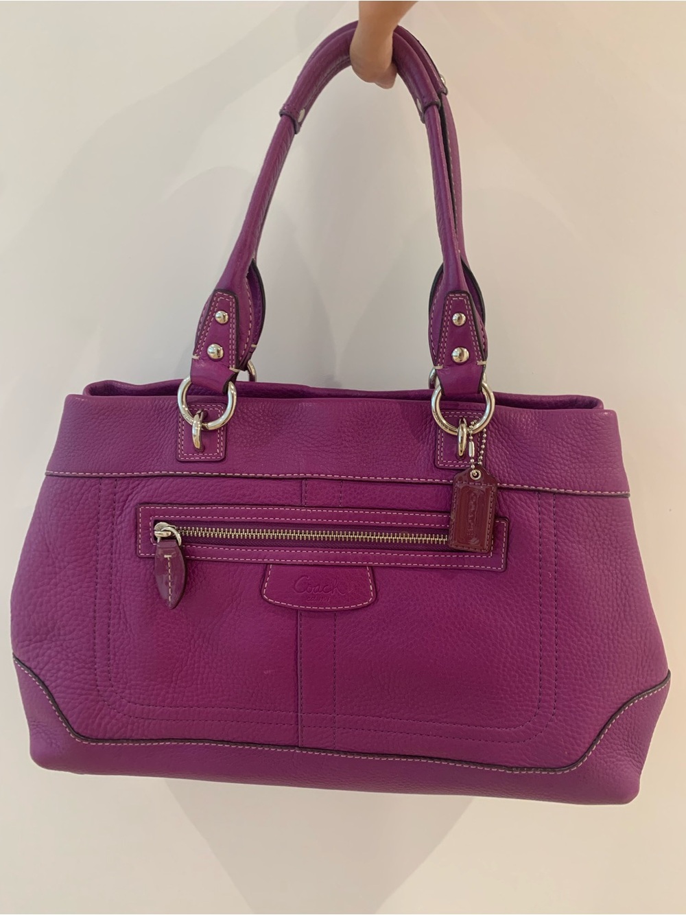 💜 Stunning Coach Purple Penelope Hampton Pebbled Leather Shoulder Bag 💜